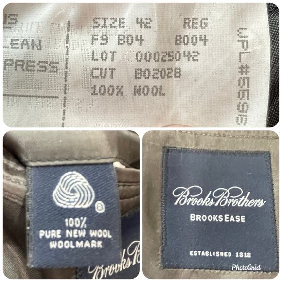 Brooks Brothers Brooks Ease Gray Check Wool Classic Career Blazer Men's 42 R - Picture 10 of 12